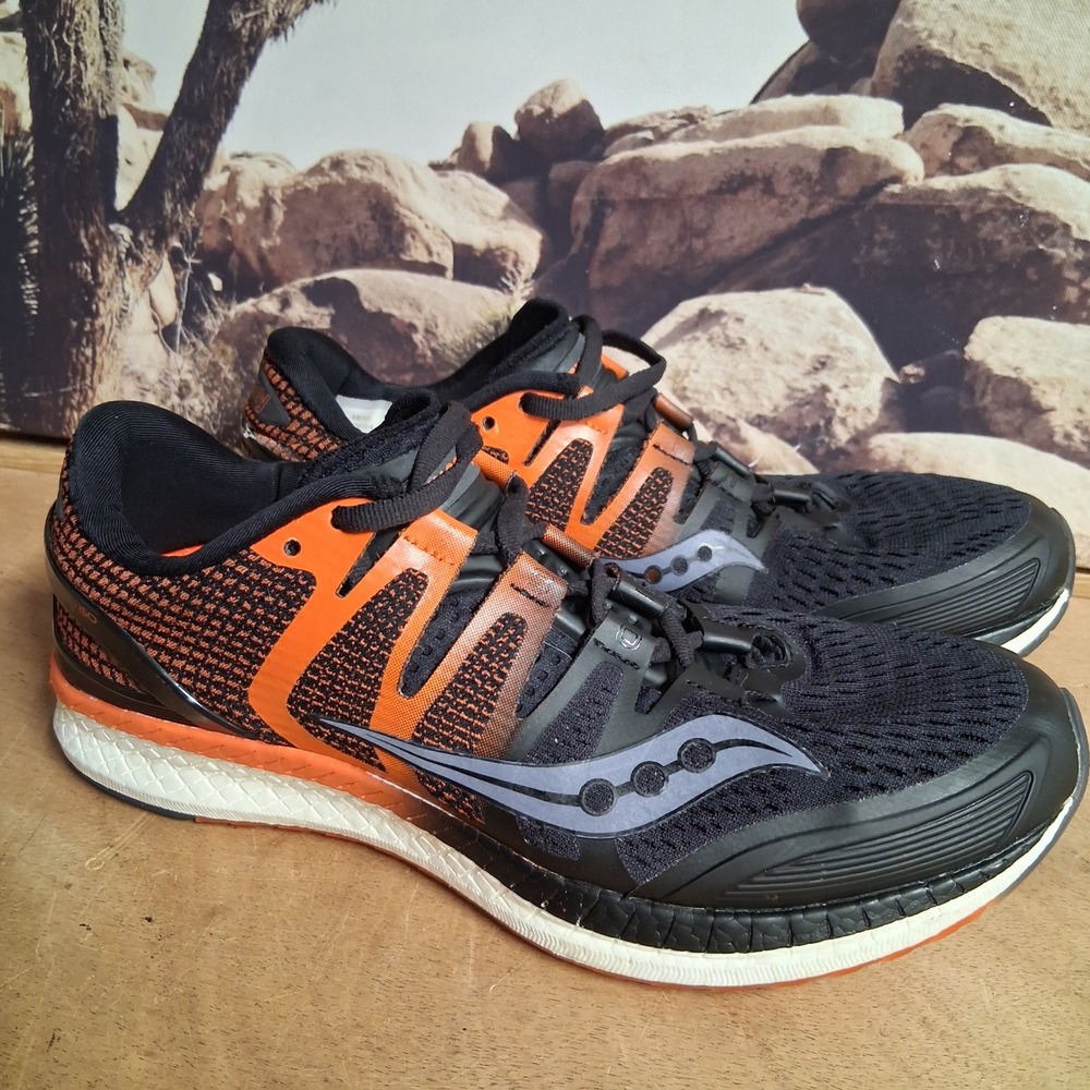 Saucony Liberty ISO Mens Running Shoes Black Orange EVERUN Stability Sz 8